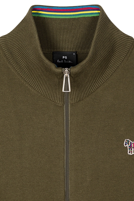 MENS CARDI ZIP THRU ZEB BAD OLIVE GREEN 2