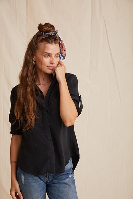 SPLIT BACK BUTTON DOWN VINTAGE BLACK 3