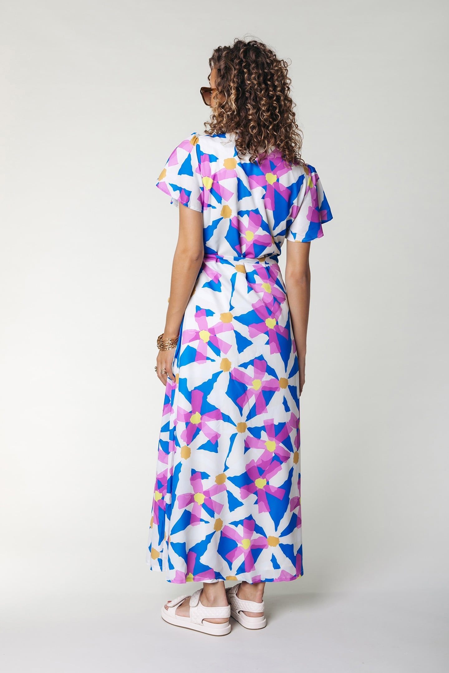 AVA BIG FLOWER REAL WRAP MAXI DRESS SS MULTICOLOR 2