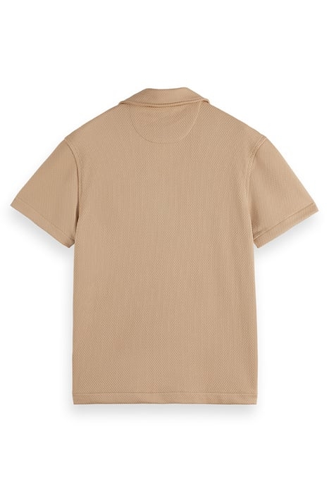 SS POPCORN JERSEY CAMP SHIRT LT PASTEL BROWN 2