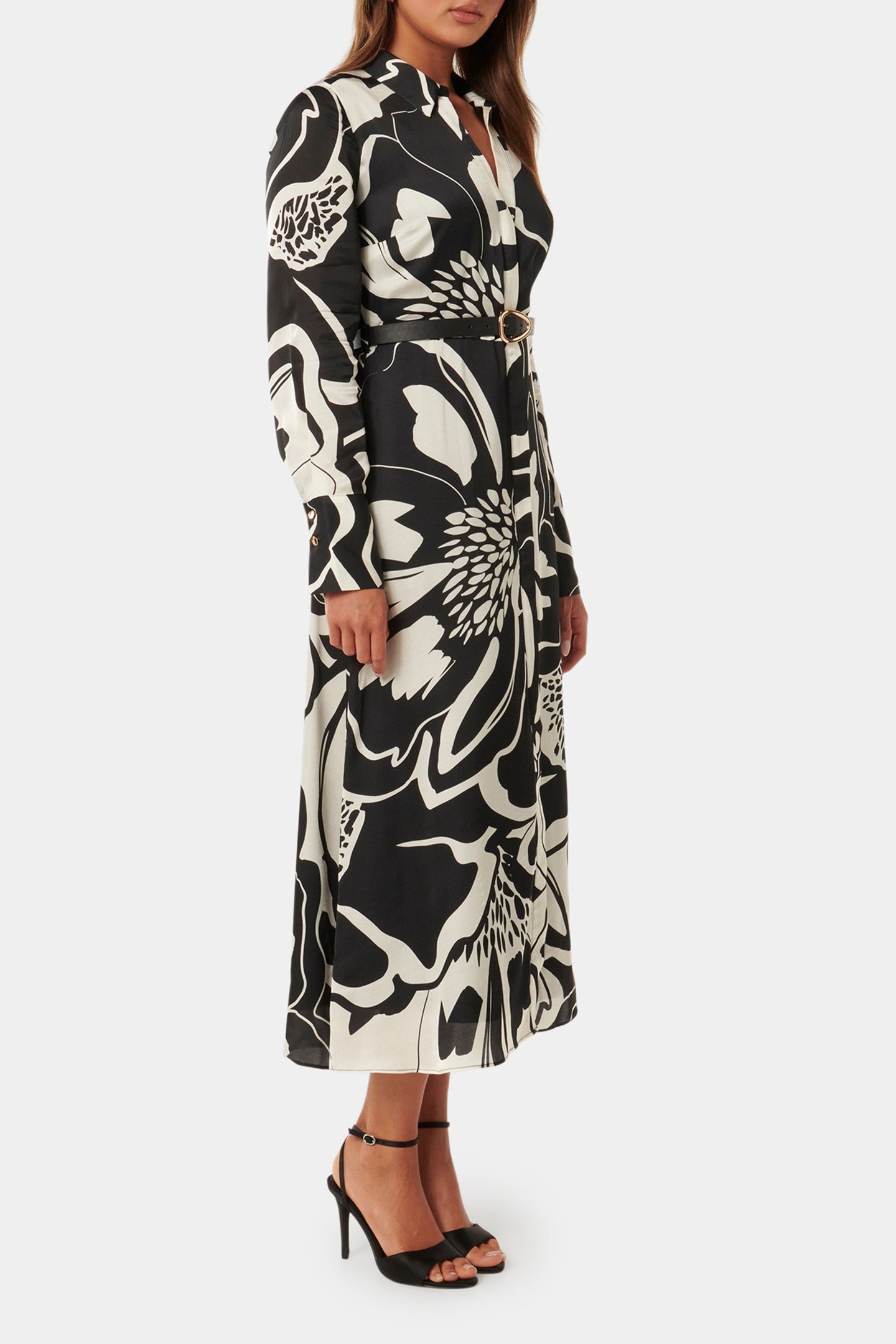JANINE SATIN MIDI SHIRT DRESS DUNSTAN ABSTRACT 4