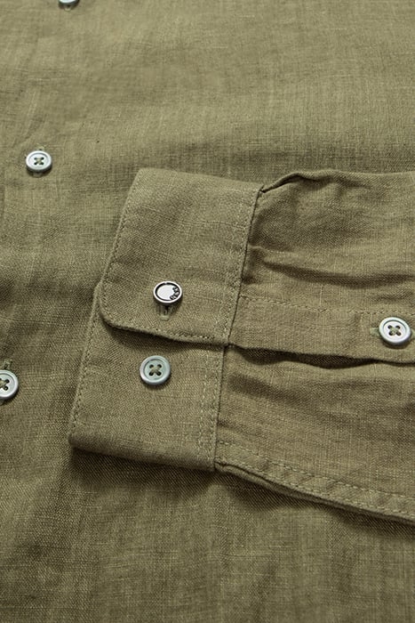 ARMY GREEN PURE LINEN SLIM SHIRT 7