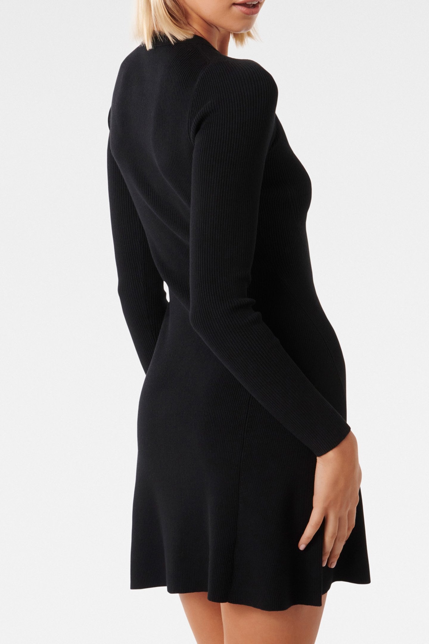 JOLIE BUTTON THROUGH MINI KNITTED DRESS BLACK 2