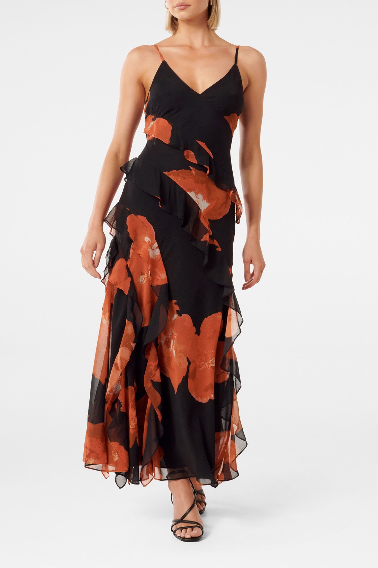 POPPY RUFFLE GOWN RED AMERY FLORAL 4