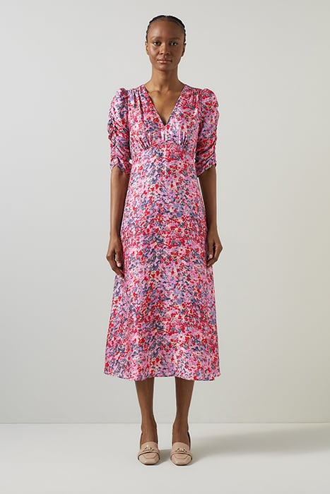 ERIN JACQAURD MIDI DRESS PINK 1