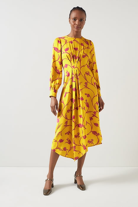 HENRIETTA FLOWER MIDI DRESS YELLOW 1