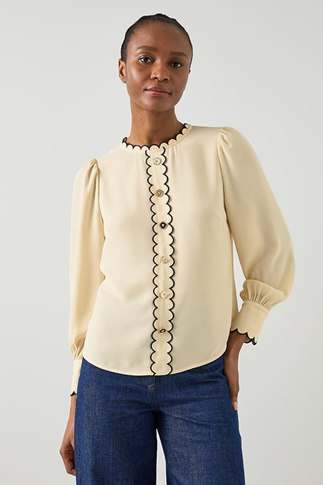 JEMIMA SCALLOP BLOUS CREAM/BLACK 1