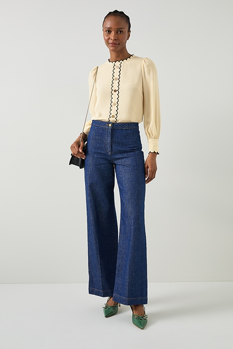 JEMIMA SCALLOP BLOUS CREAM/BLACK 2