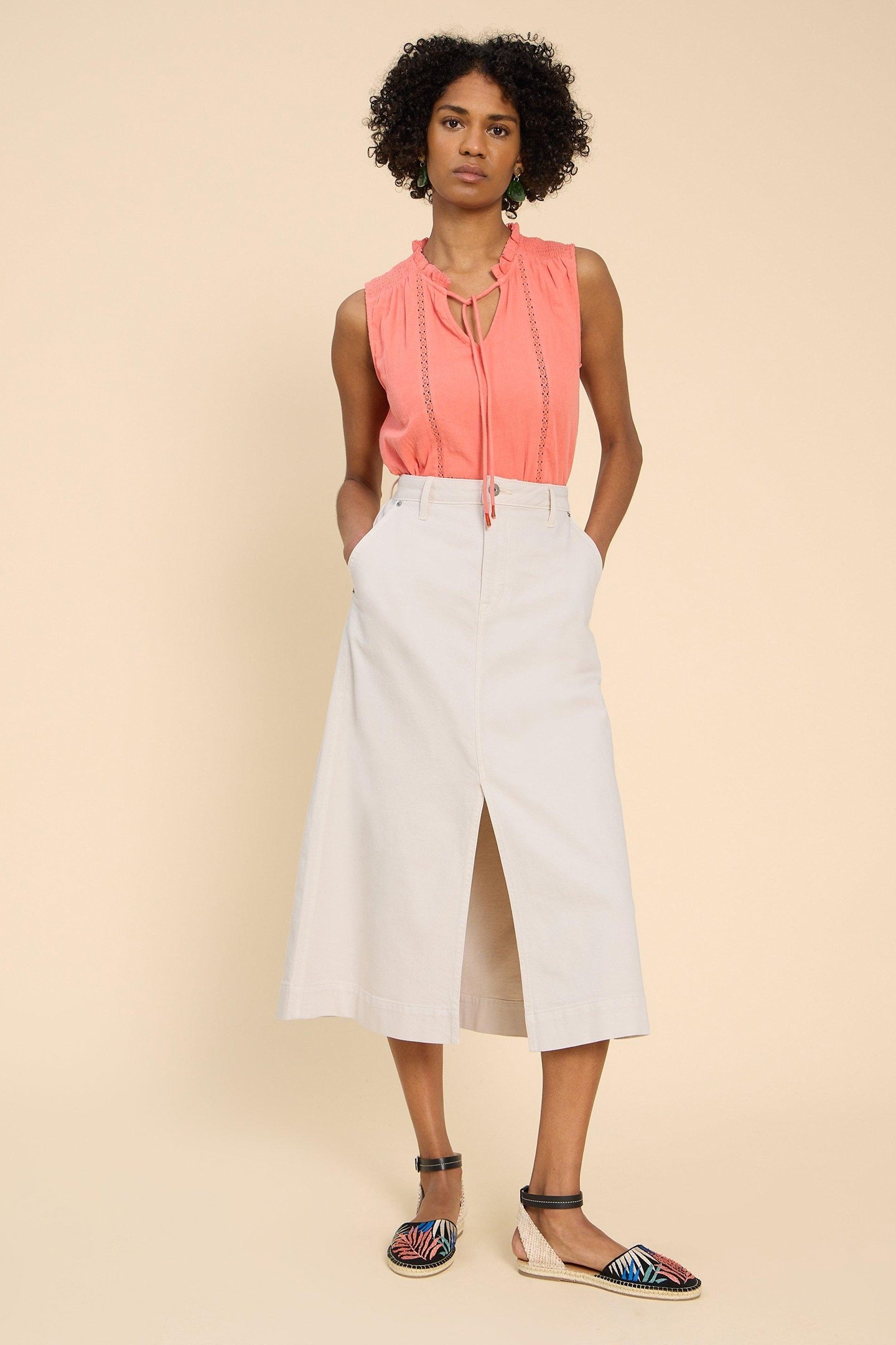 ALLIE DENIM MIDI SKIRT LIGHT NATURAL 3