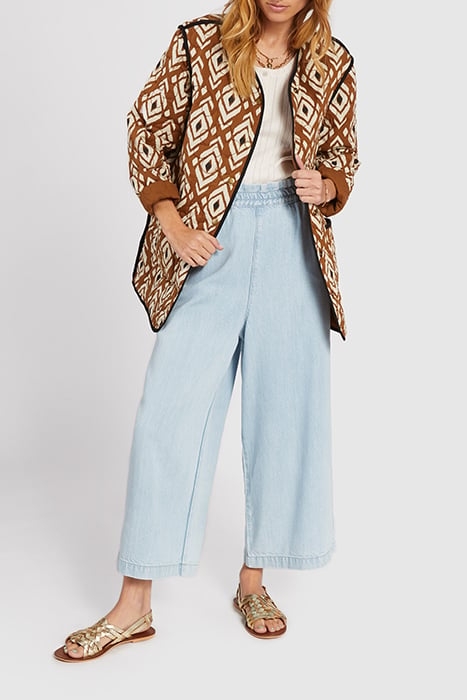 BLEACHED ELASTICATED WAIST WIDE-LEG JEANS 4