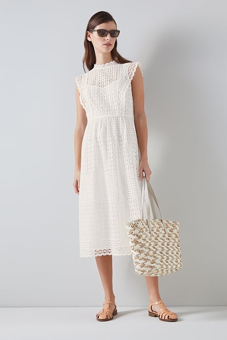 LAILA PETITE MIDI DRESS WHITE 1