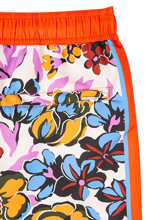 MEN SWIM SHORT FLRL BORDER RED 4