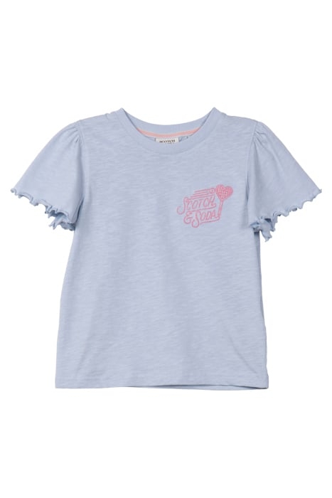 GIRL S&S TENNIS GROUP CTN SLUB JERSEY SS FASHION TOP LT BLUE 1