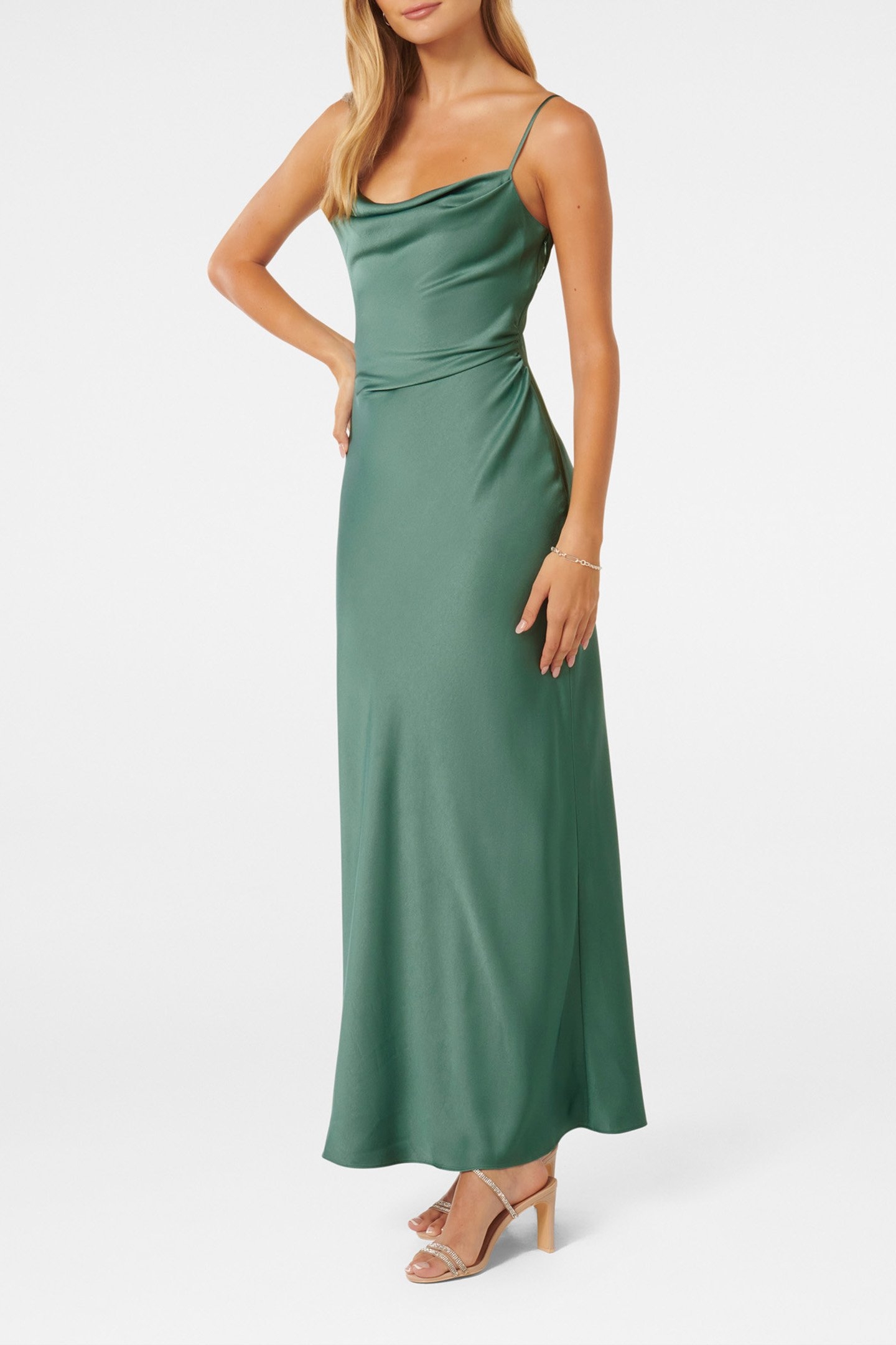MIA SATIN MAXI DRESS BURNING SAGE 1
