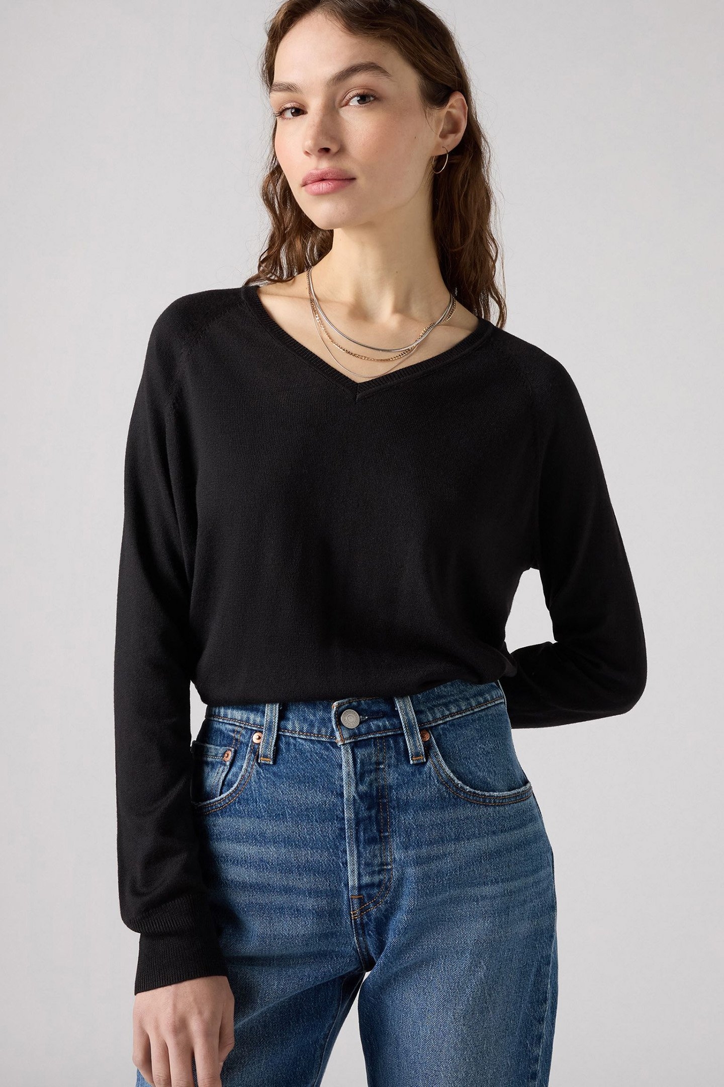 PETAL VNECK SWEATER CAVIAR TRIBLEND 5