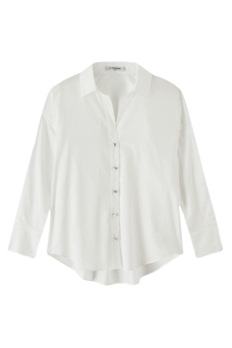 BEATRICE COTTON BUTTON-DOWN SHIRT PURE WHITE 3