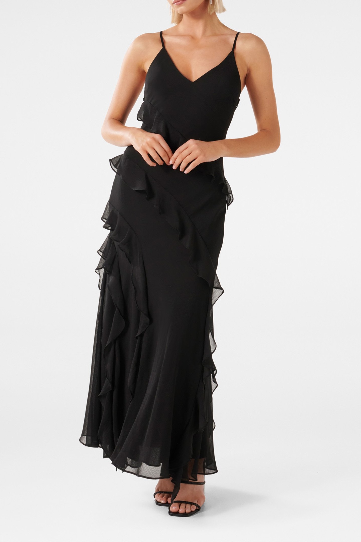 POPPY RUFFLE GOWN BLACK 1