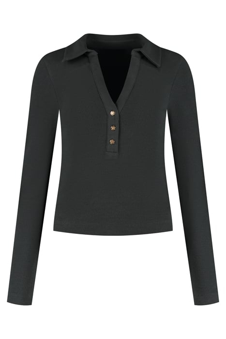 RIB BUTTON SHIRT PIRATE BLACK 1