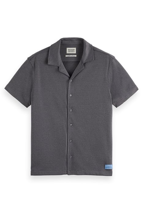 BIRDSEYE JACQUARD CAMP SHIRT CHARCOAL 1
