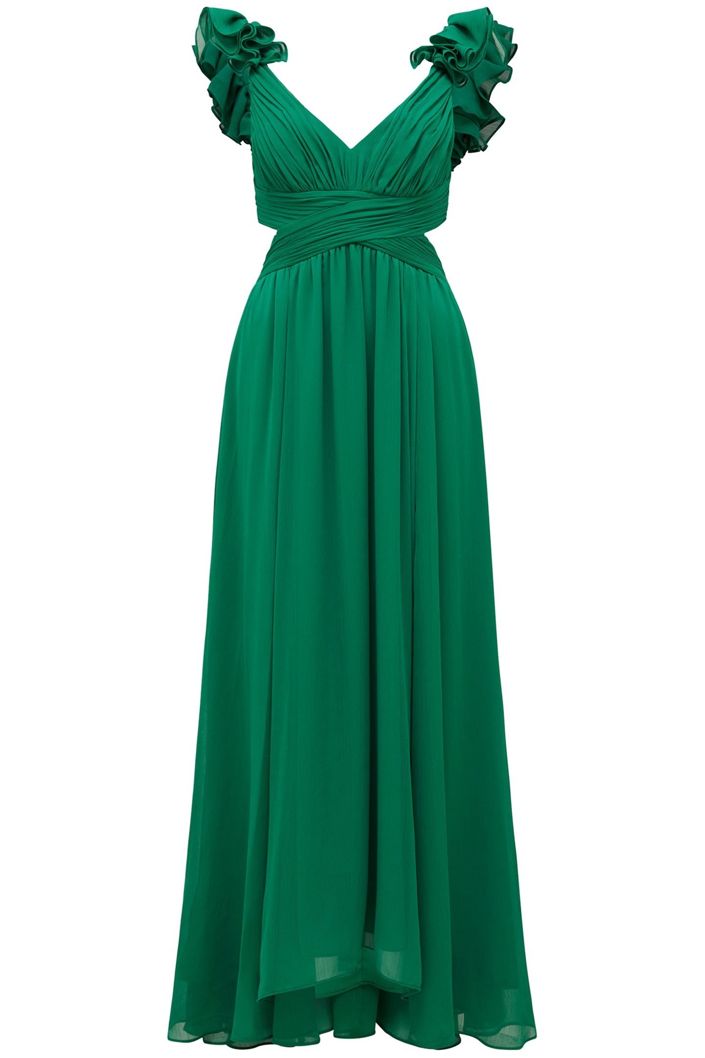 SELENA RUFFLE SHOULDER MAXI DRESS GREEN 3