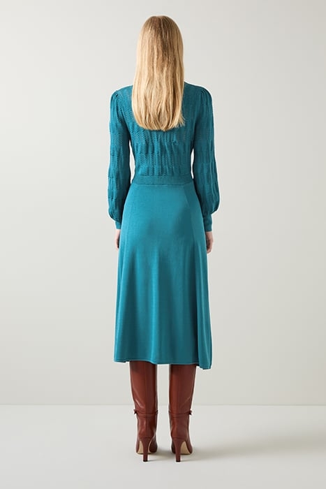 SUSANNAH KNIT MIDI DRESS TEAL 3
