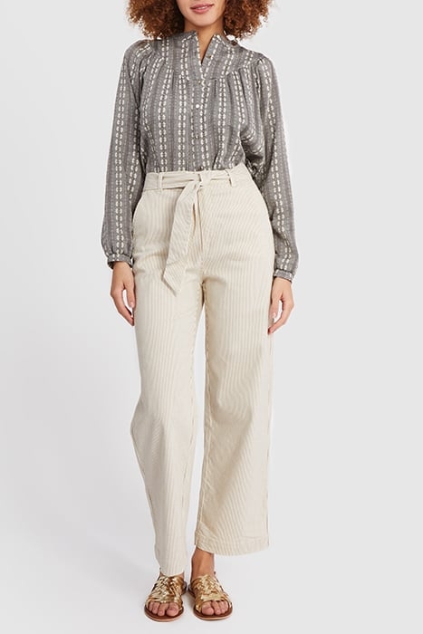 BEIGE FINE-STRIPED WIDE-LEG TROUSERS 3