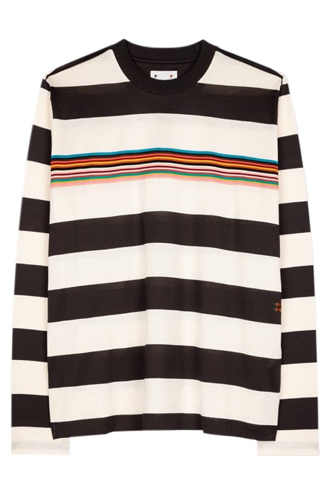 MENS POP LS STRIPE TSHIRT OFF WHITE 1