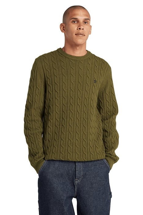 PHILLIPS BROOK CABLE CREW NECK SWEATER DARK OLIVE 5