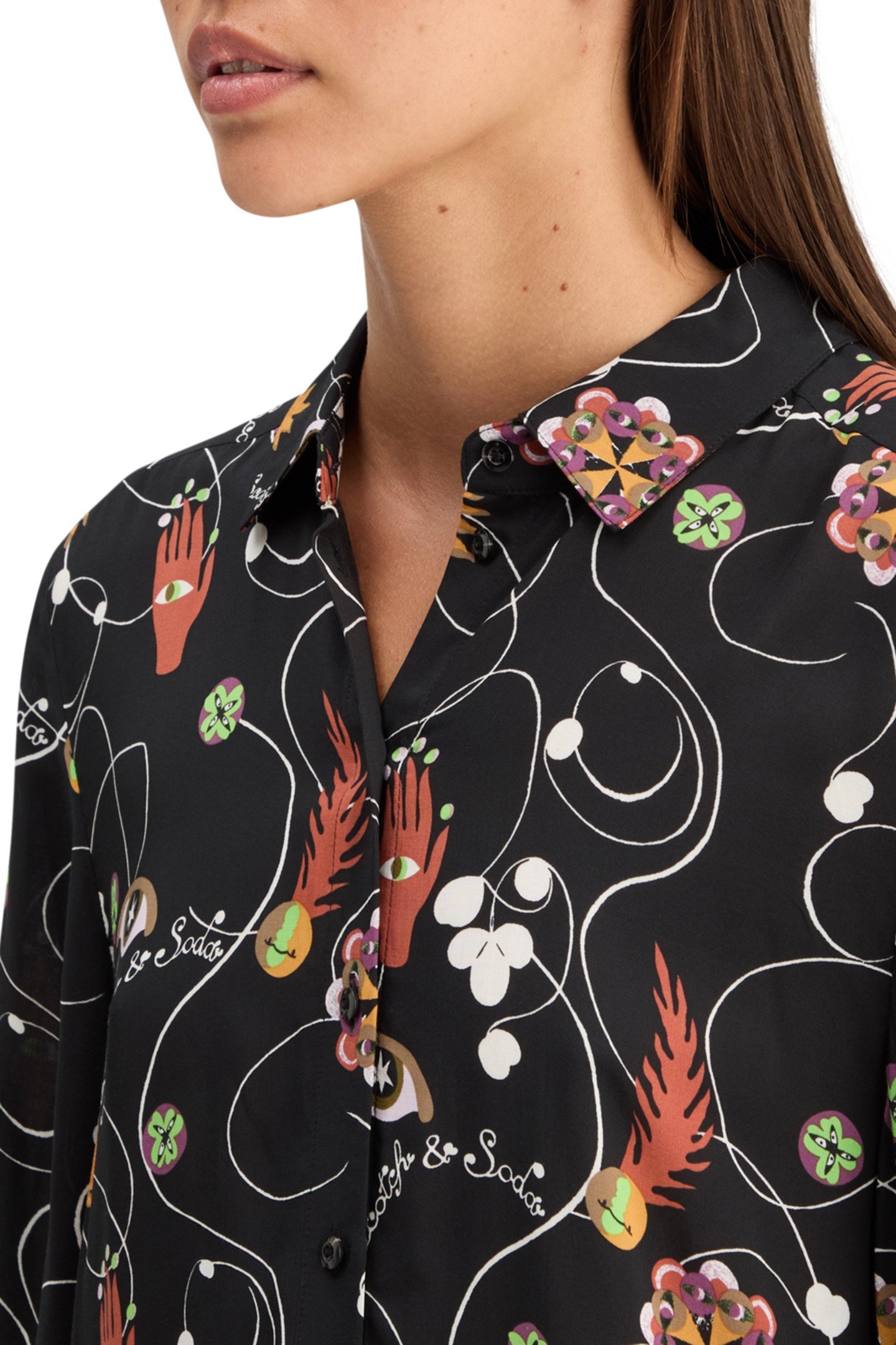 VISCOSE PRINTED BALLOON SLEEVE SHIRT FREE MIND 6