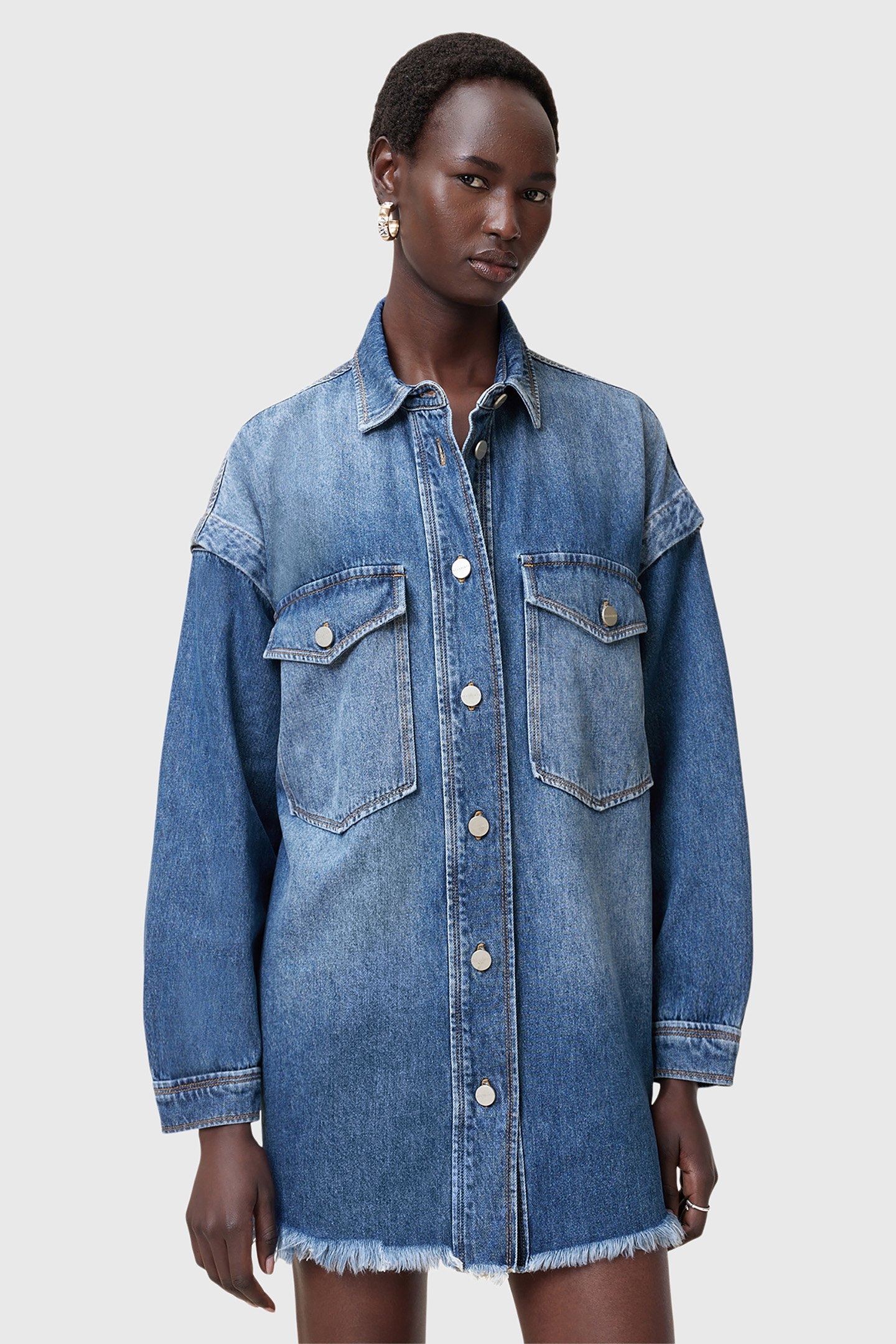 FAYE SNAP DRESS MID INDIGO 1