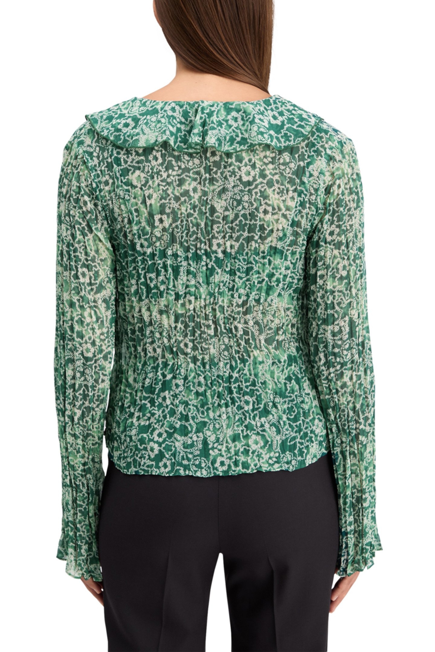 RUFFLED TOP SHIBORI FLORAL GREEN 2