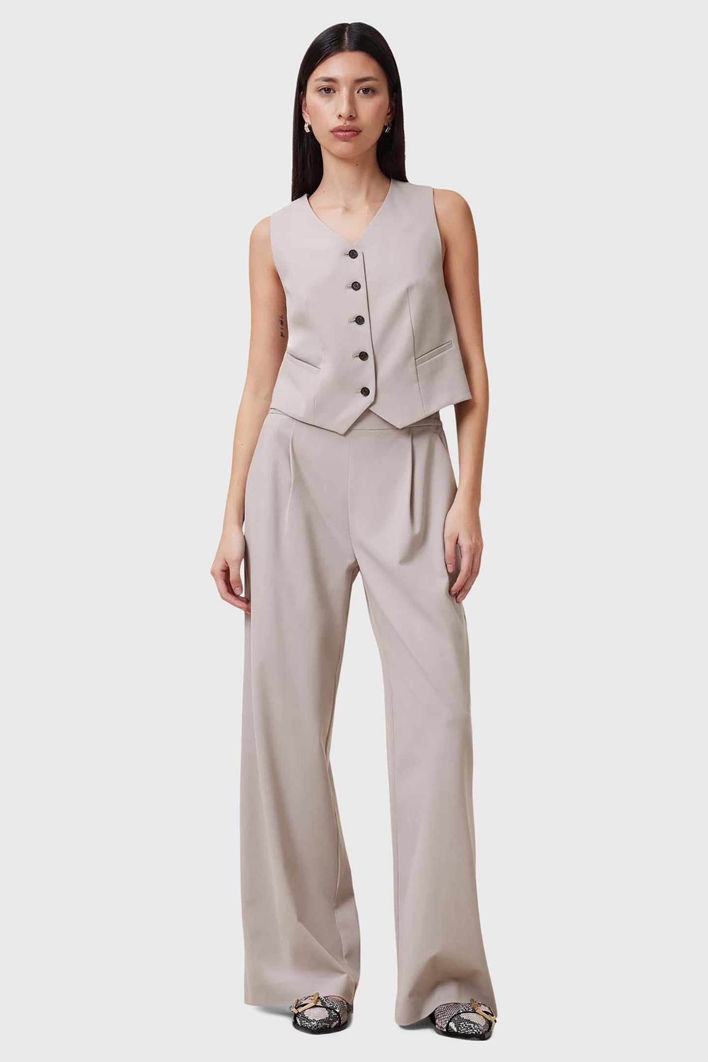 ALEIDA TRI WAISTCOAT GREIGE BROWN 3