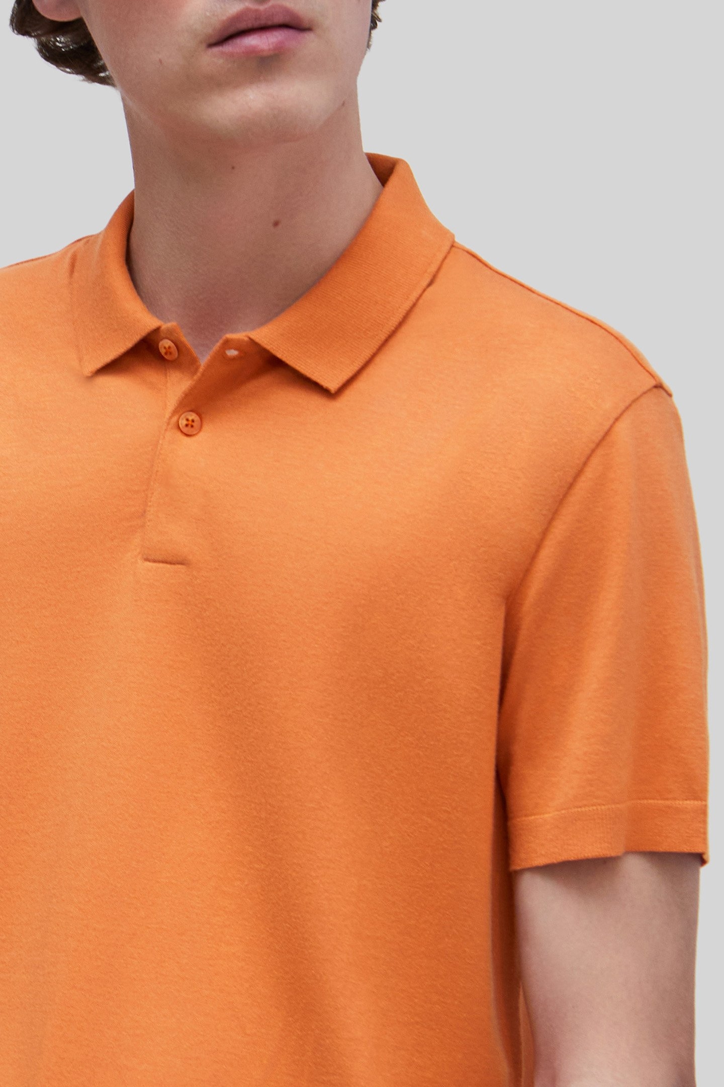 ORANGE COTTON MODAL BLEND POLO SHIRT 5