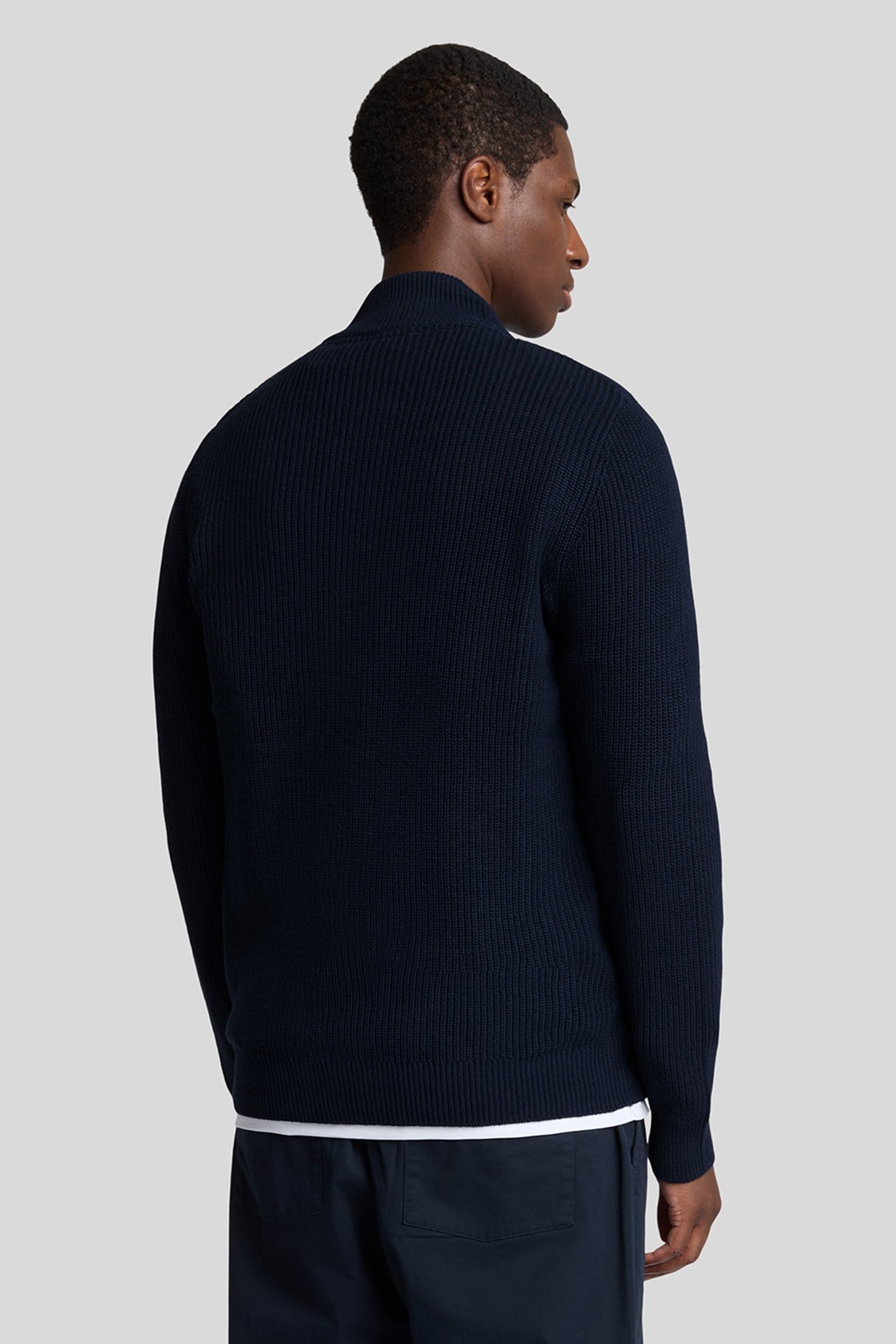 HYBRID TEXTURED ZIP THROUGH CARDIGAN MUDDY NAVY 2