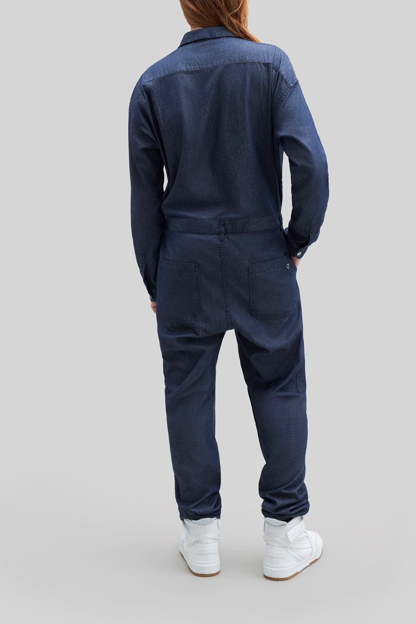 UNISEX NAVY WATERLESS DENIM GENDER FREE JUMPSUIT 2