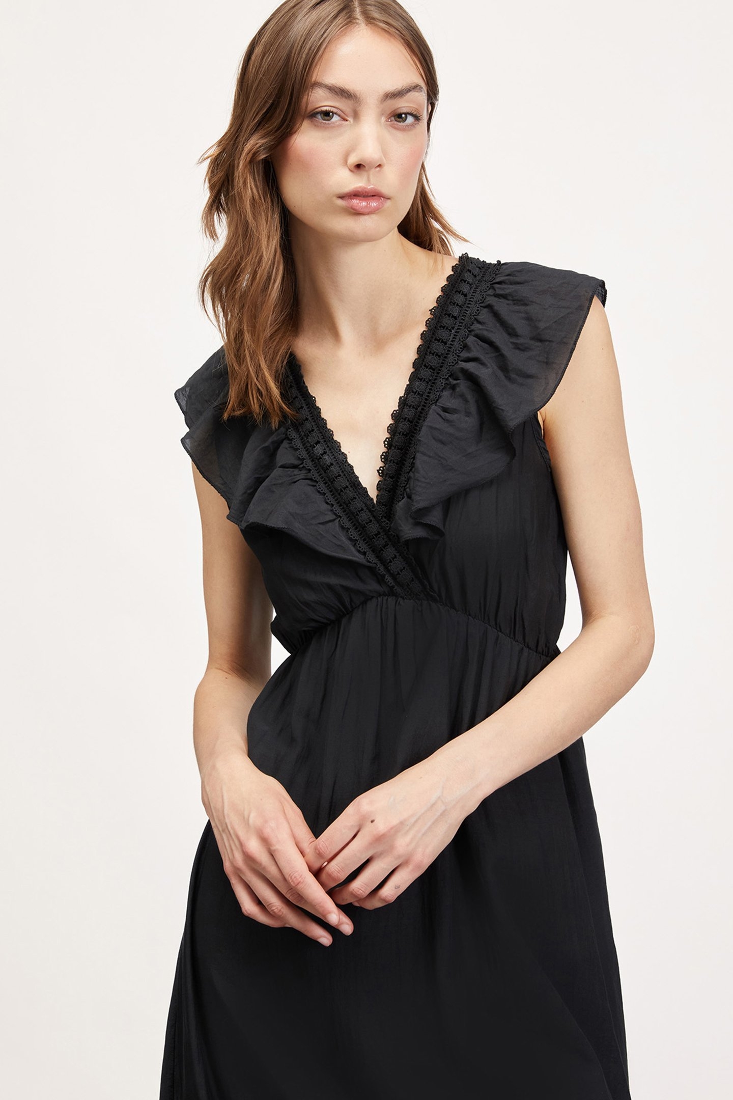 LONG SUMMER DRESS WITH FLOUNCE BLACK 4