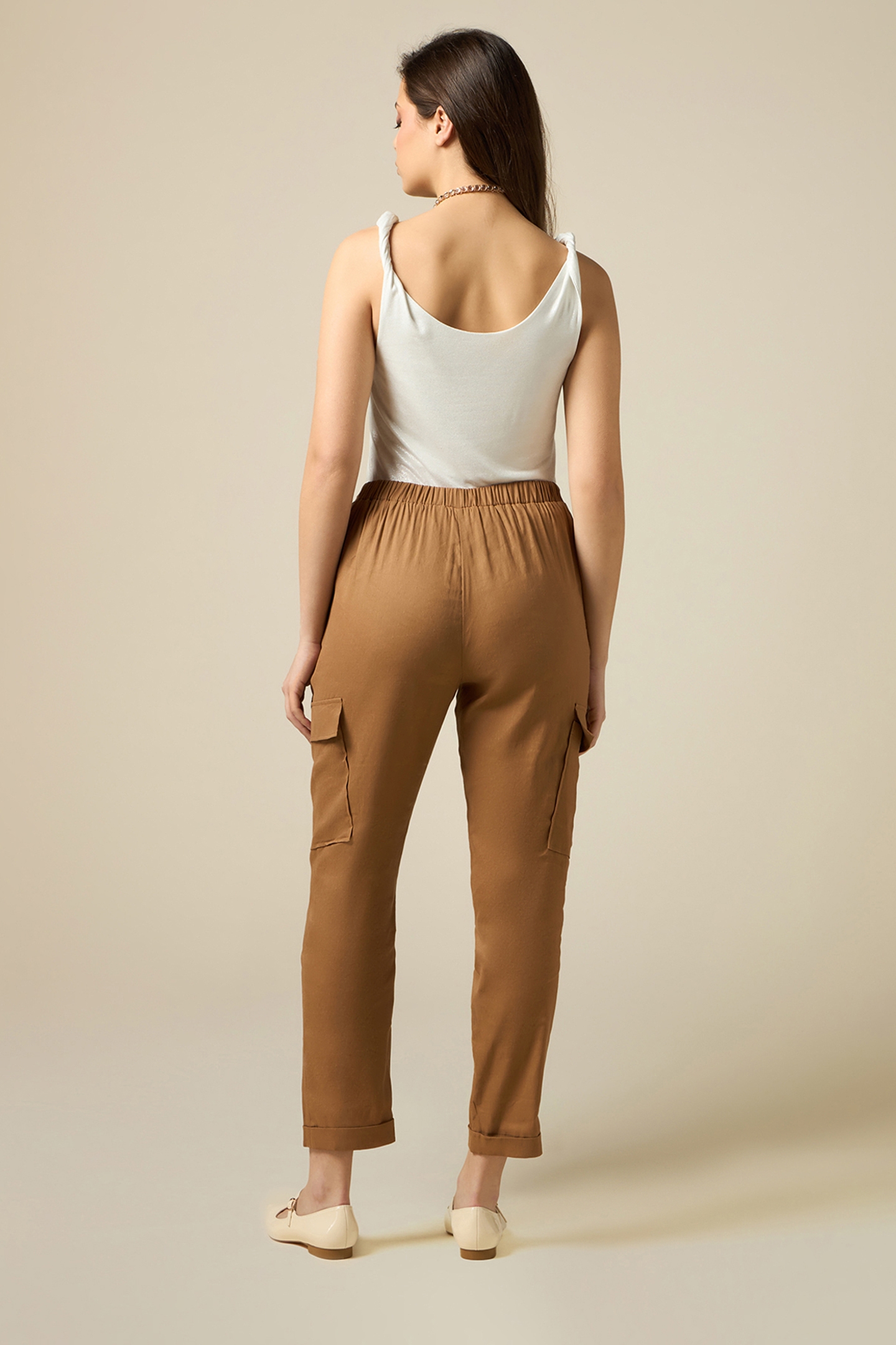 LINEN-BLEND CARGO TROUSERS NATURAL 2