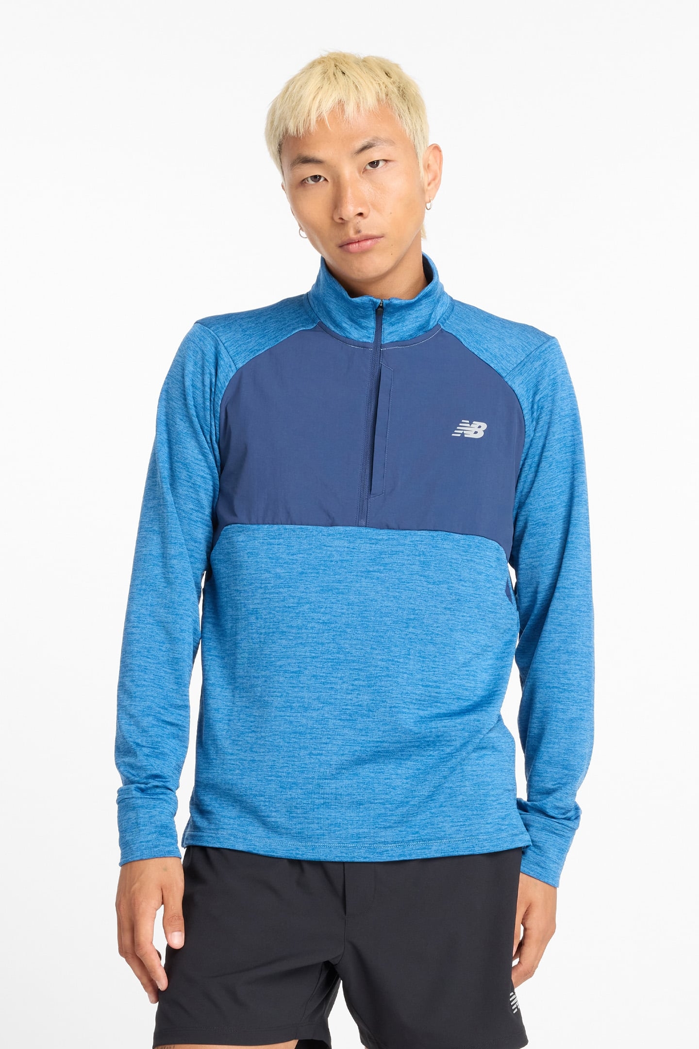 HEAT GRID HALF ZIP LONG SLEEVE TOP IN BLUE 1