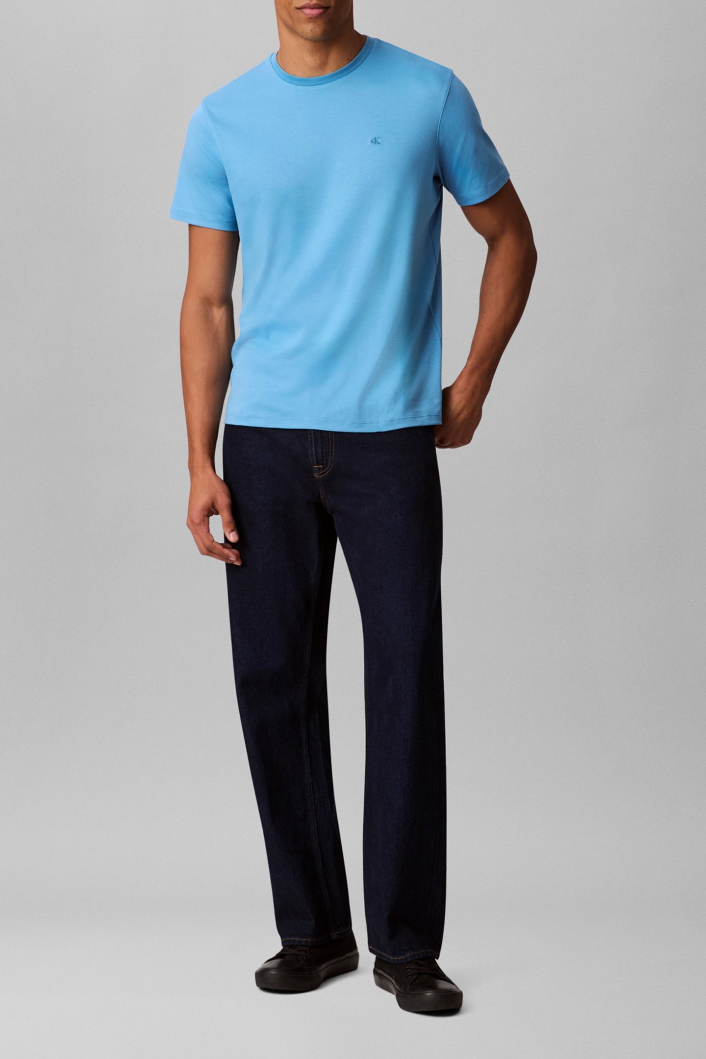 SS SUPIMA CHEST EMB T-SHIRT BLUE STEAM 3