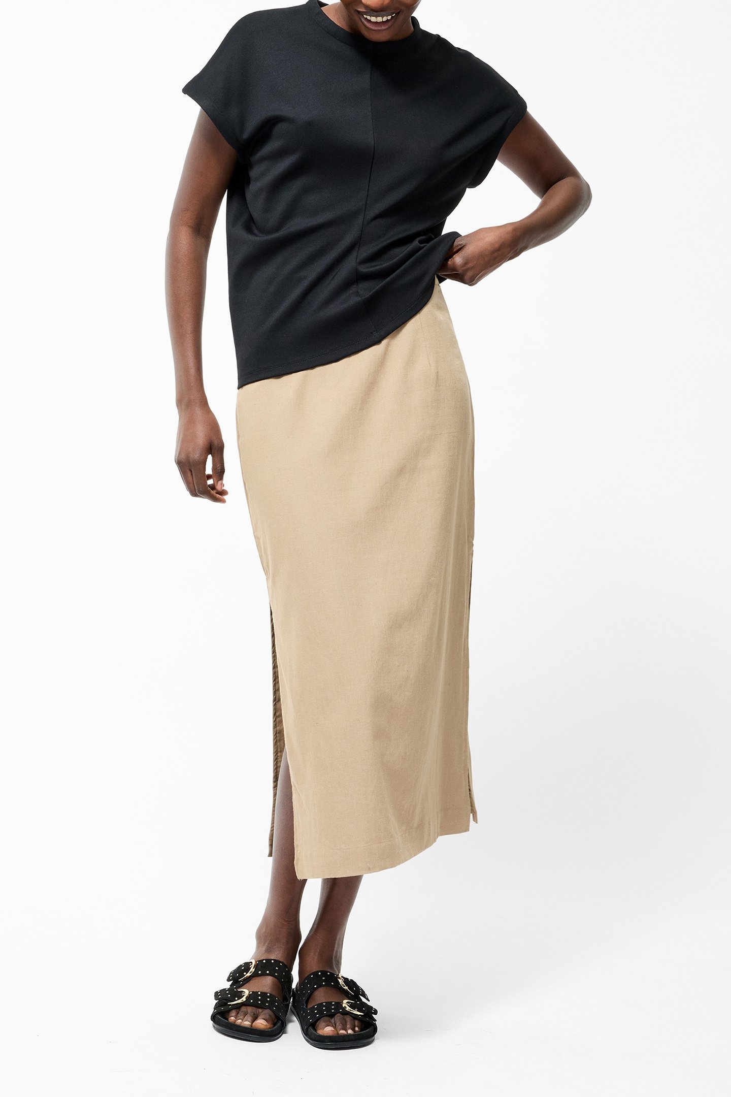 LINEN COLUMN MIDI SKIRT INCENSE 2