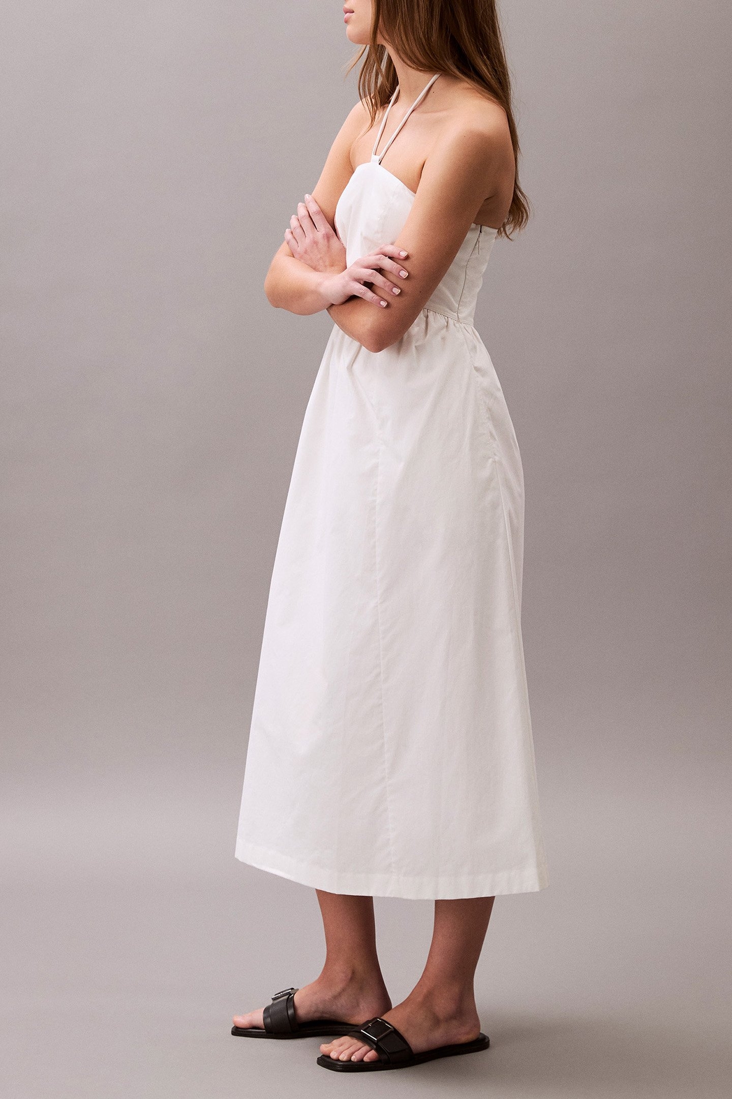 COTTON TWILL HALTER DRESS BLANC DE BLANC 3