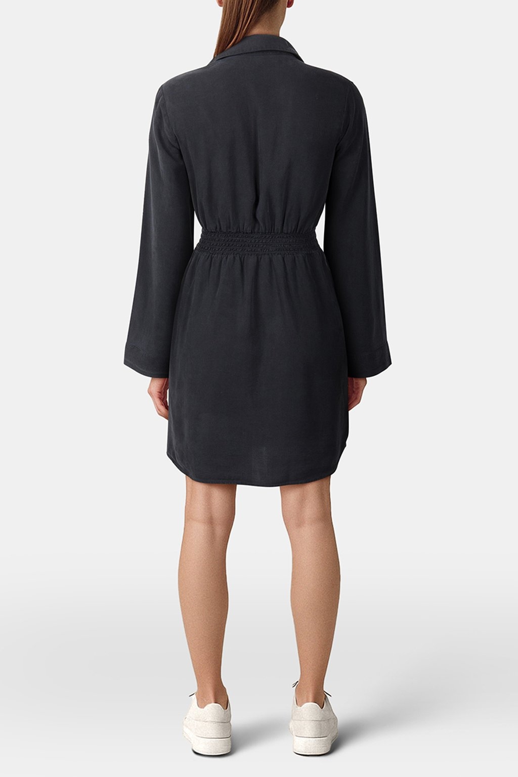 MINI SHIRT DRESS WITH SMOCKED BACK VINTAGE BLACK 2