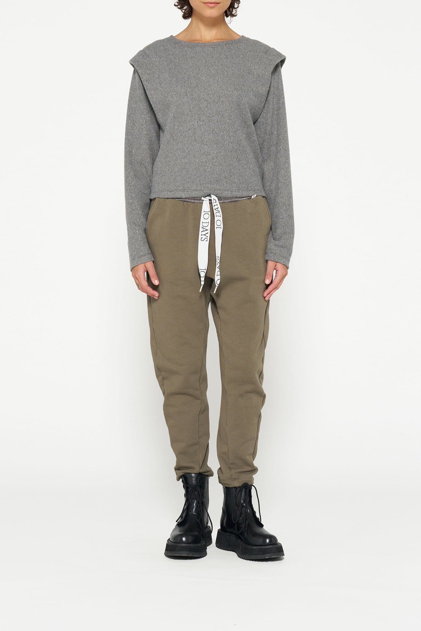 FOLDED SHOULDER SWEATER OIL GREY 2