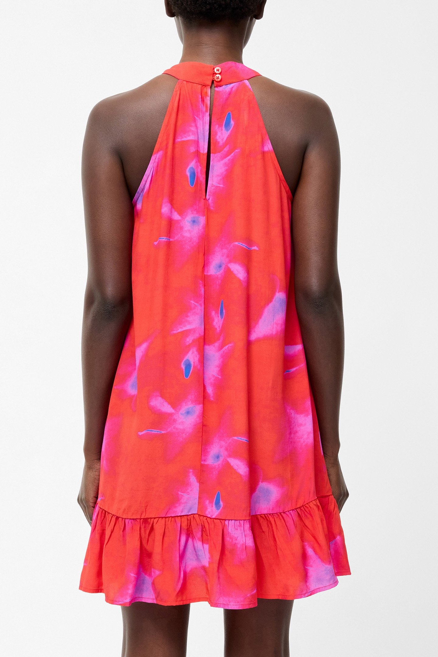 CHRISTY HALTERNECK SWING DRESS RASPBERRY SORBET MLT 2