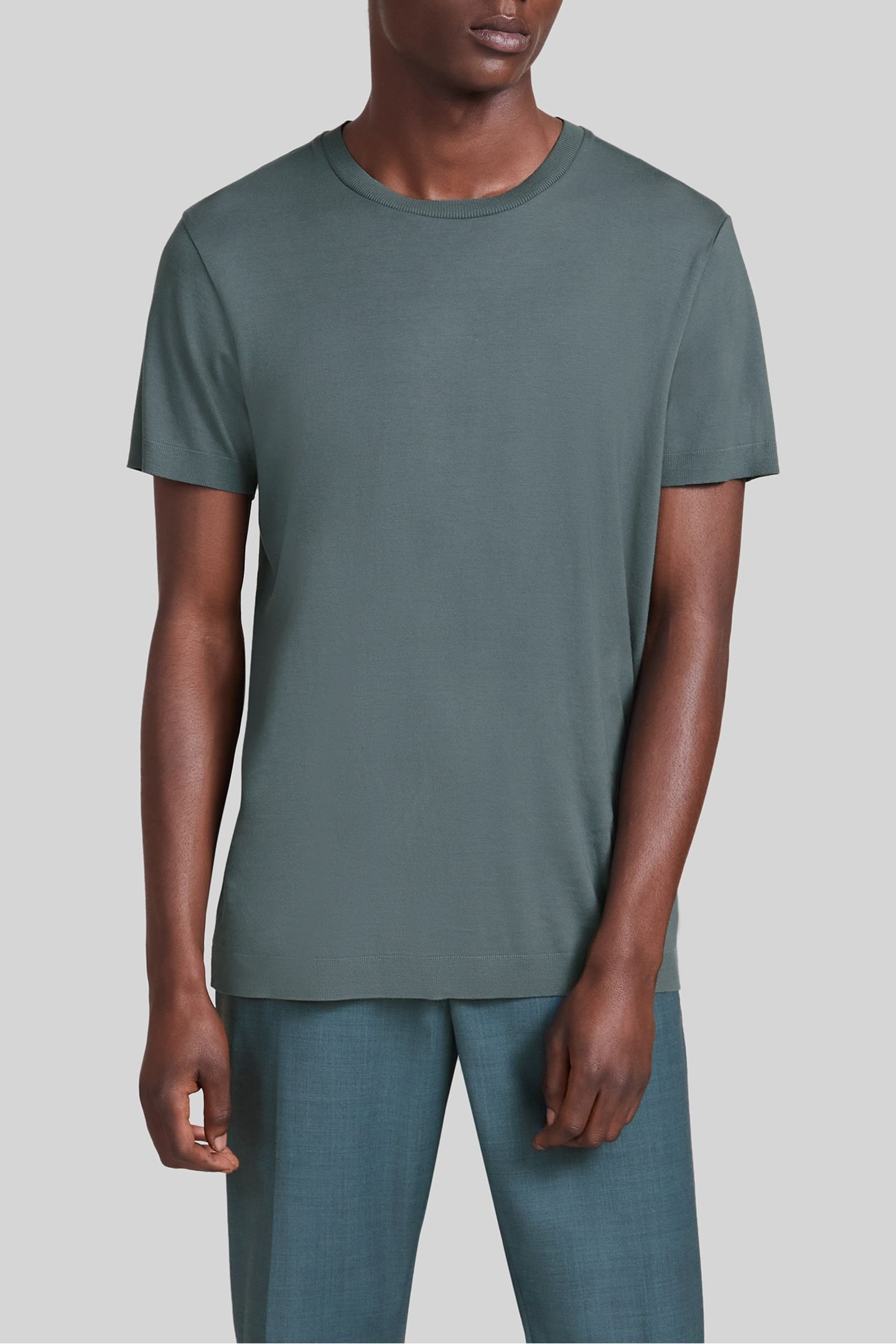 BLUISH GREEN COTTON MODAL BLEND T-SHIRT 1