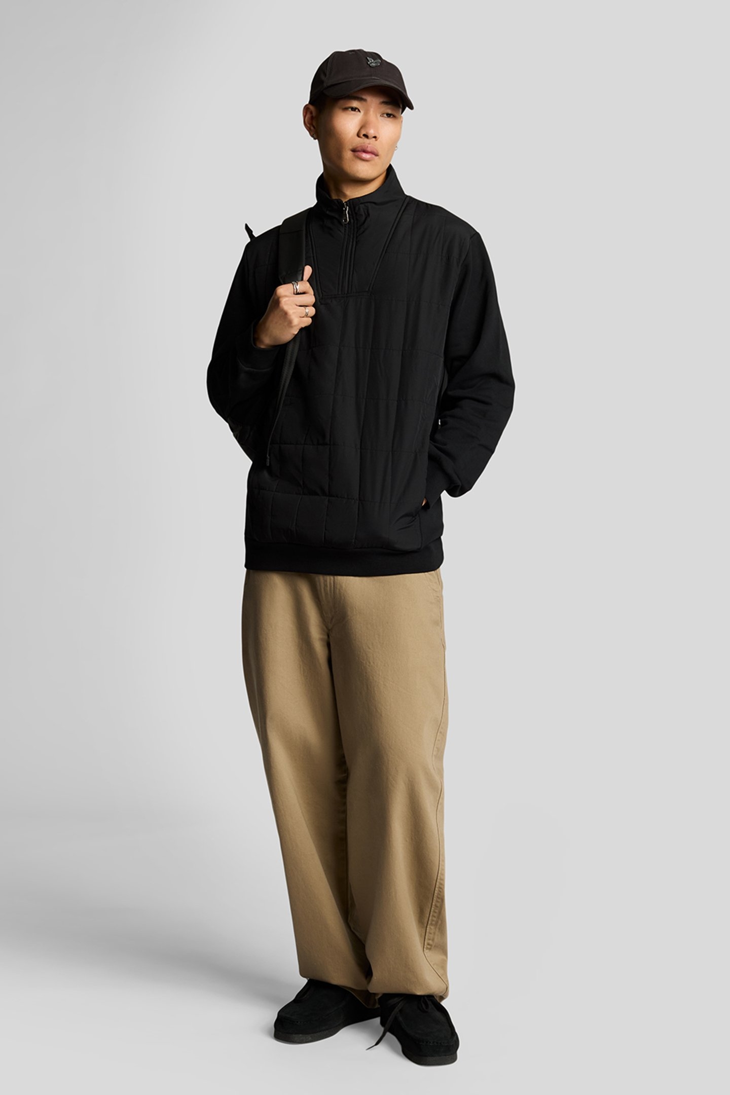 HYBRID QUILTED QUARTER ZIP SWEATSHIRT JET BLACK 3