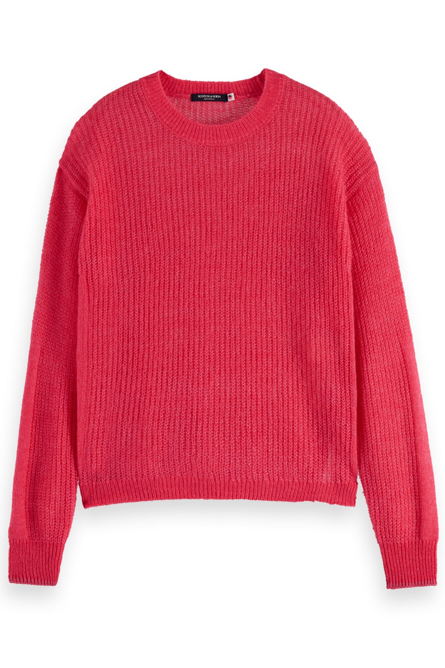 FUZZY OPEN KNIT RELAXED PULLOVER BRIGHT RASPBERRY 1