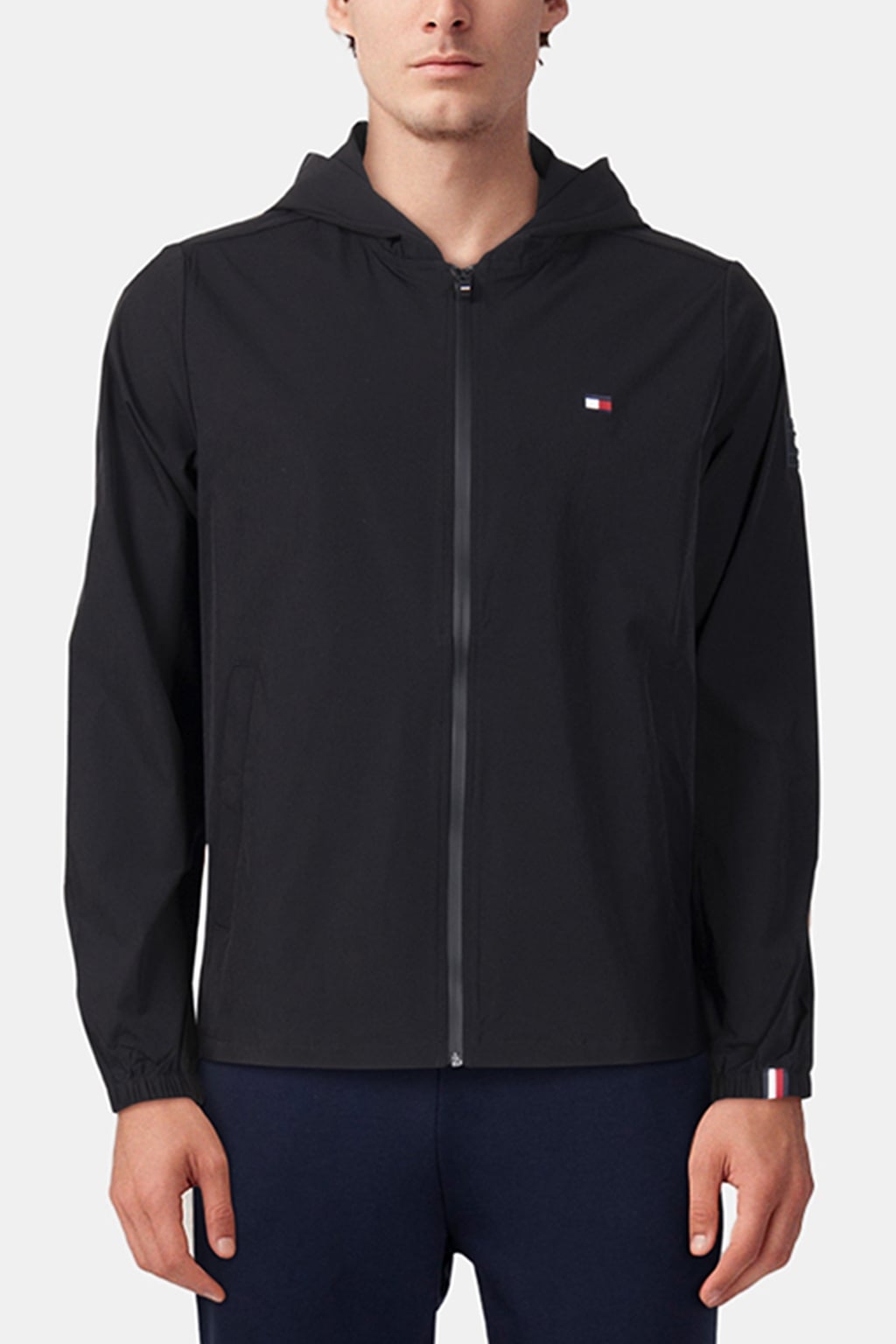 BADGE WOVEN FULL-ZIP HOODIE REGULAR FIT IN BLACK 1