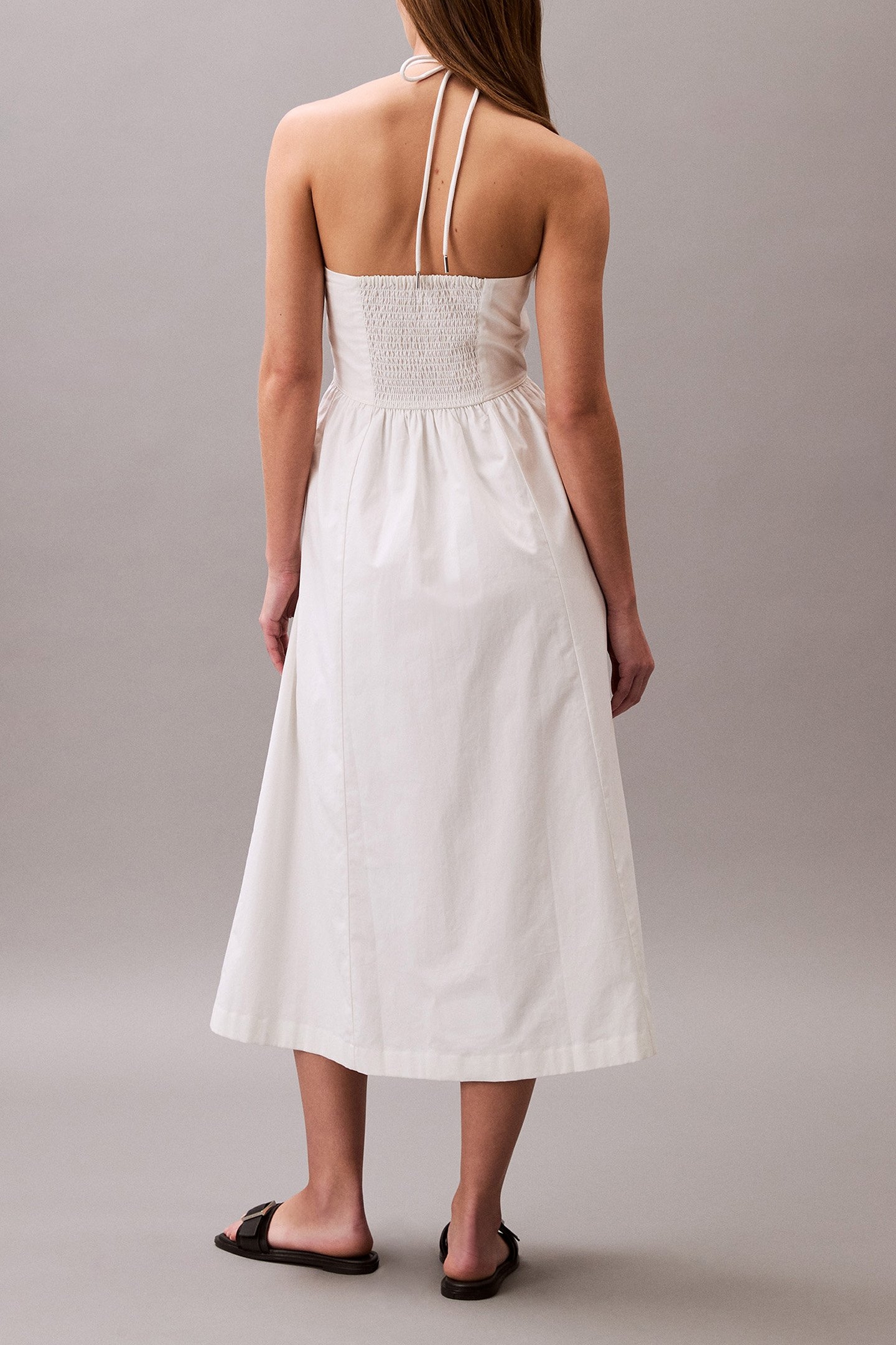 COTTON TWILL HALTER DRESS BLANC DE BLANC 2