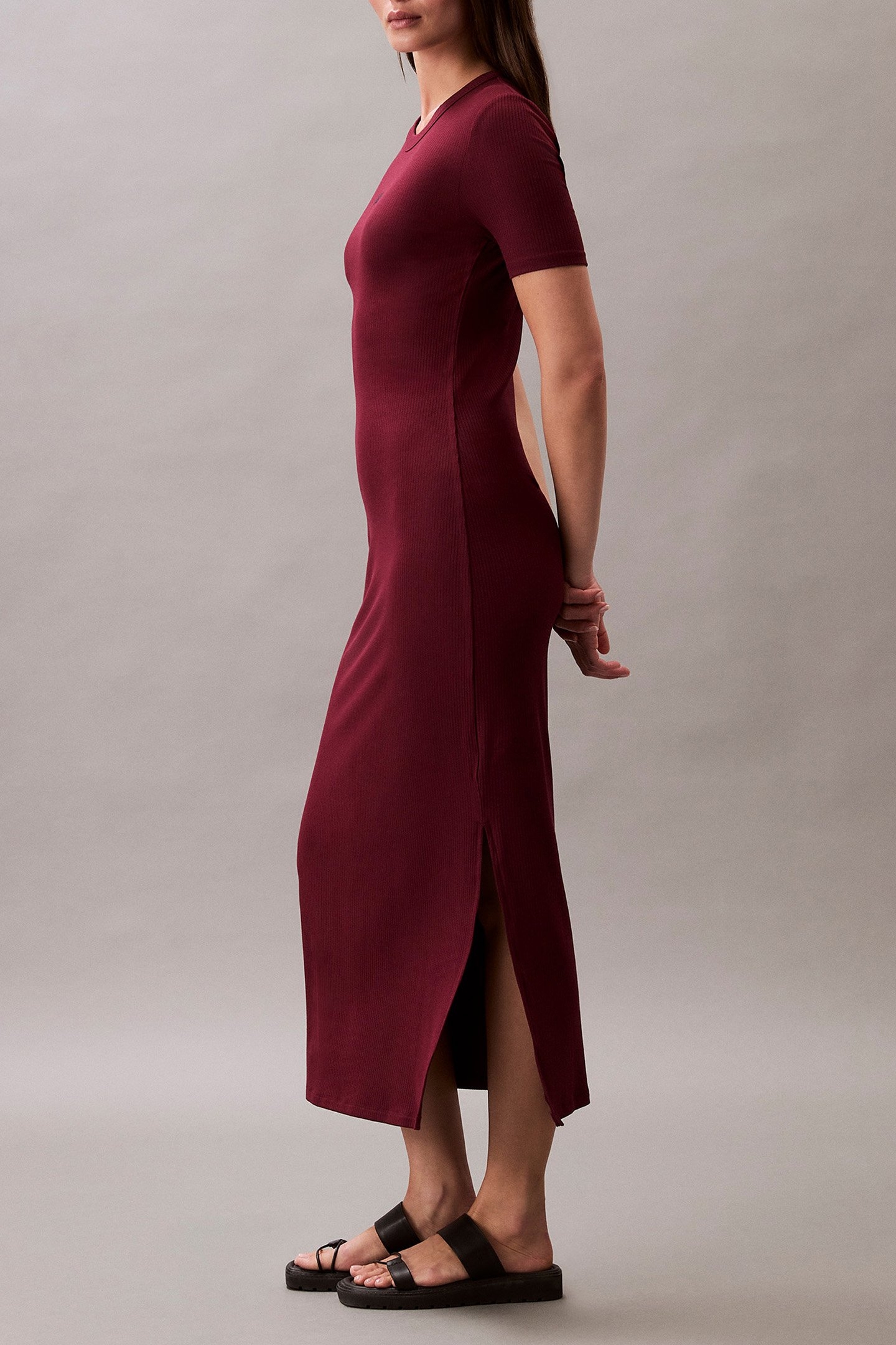 MODAL RIB SS DRESS DEEP ROUGE 3